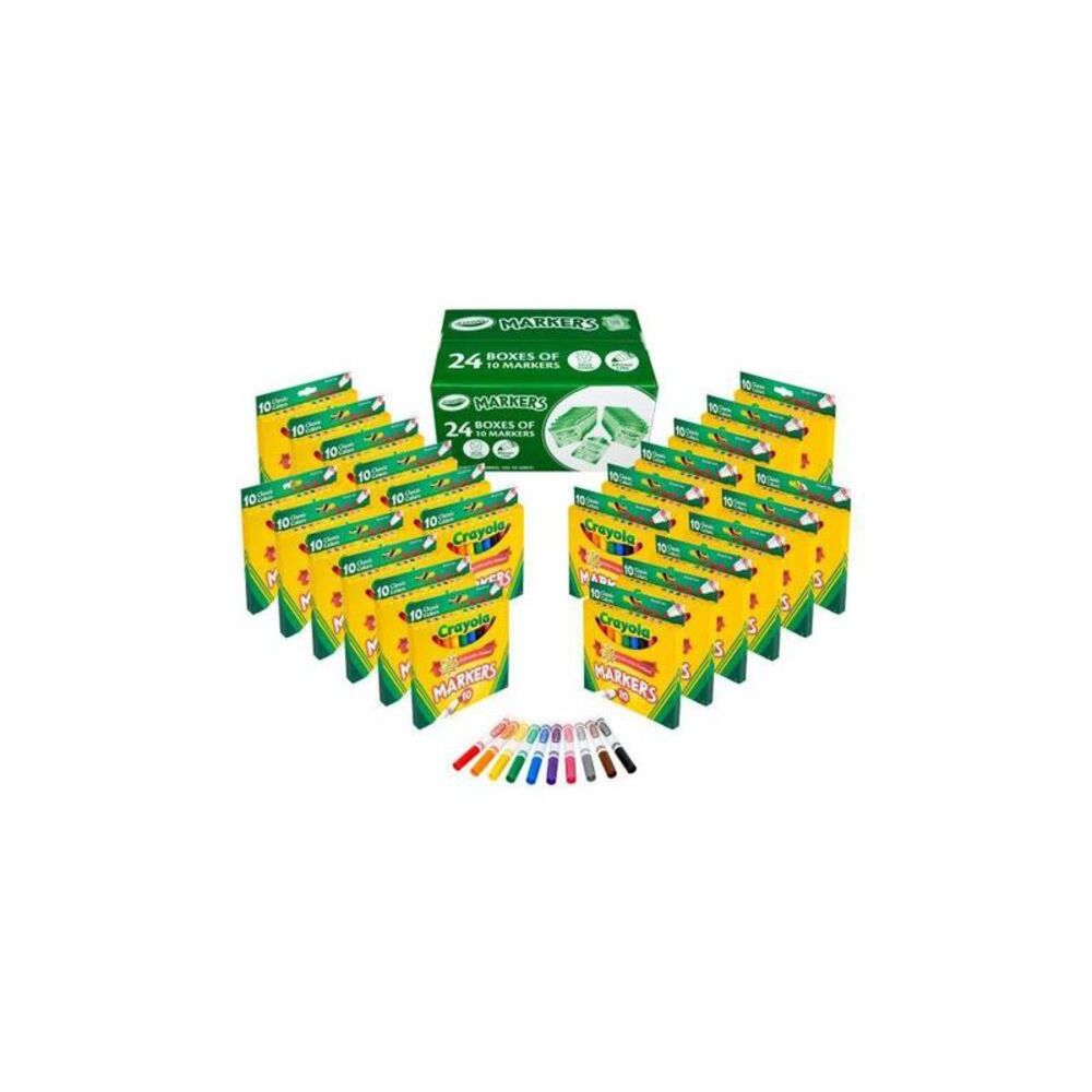 240ct Broad Line Markers Classroom Bulk Pack (24 Boxes of 10ct) - Ages 3+